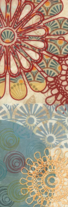 Taylor Greene, FLORA TRANCE PANEL II (Abstrakte Kunst, florale Muster, Blumen, Hippie, flower power, Muster, modern,  Wunschgröße, Treppenhaus, Wohnzimmer, bunt)