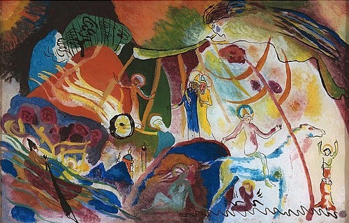Wassily Kandinsky, Allerheiligen II.  1911  (Komposition mit Heiligen) (Kandinsky,Wassily,München,Städtische Galerie,1866-1944,Hinterglasmalerei,)