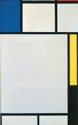 Piet Mondrian, Komposition in blau, rot, gelb und schwarz. 1922 (Christie's Images Ltd,Mondrian,Piet,1872-1944,Öl auf Leinwand,20. Jahrhundert,Piet Mondrian,Abstraktion,abstrakt,Linien,geometrisch,Geometrie,De Stijl,Konstruktivismus,streng,weiß,Flächen,Rechteck,Proportion,Proportionen,Größenverhältnis)