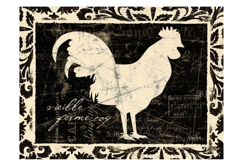 Diane Stimson, SERIES BLACK AND WHITE I (Hahn, Gockel, Silhouette, Vogel, Tiere, Federvieh, Wunschgröße, Küche, Esszimmer,  Treppenhaus, Gastronomie, schwarz/weiß)