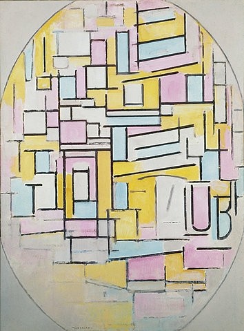 Piet Mondrian, Ovale Komposition. 1914 (Den Haag,Gemeentemuseum,Mondrian,Piet,1872-1944,Öl auf Leinwand,)