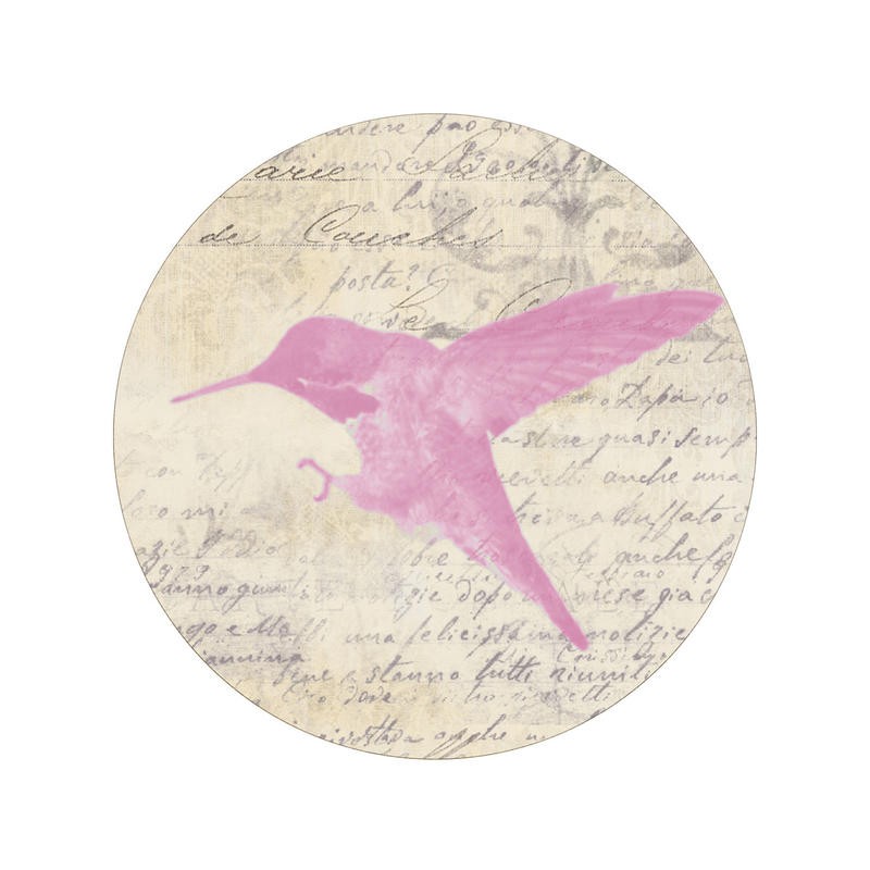 Taylor Greene, LOVE PINK BIRD I (Vogel, Kolibri, Fliegen, Flügel, Kalligrafie, Schrift, Nostalgie, Grafik, Wunschgröße, Treppenhaus, Wohnzimmer)