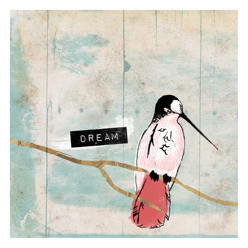 Jace Grey, BELIEVE DREAM BIRD II (Vogel, Tier, Ast, Nostalgie,   filigran, zart, Paneele, Inspiration, Traum, Wunschgröße, Treppenhaus)