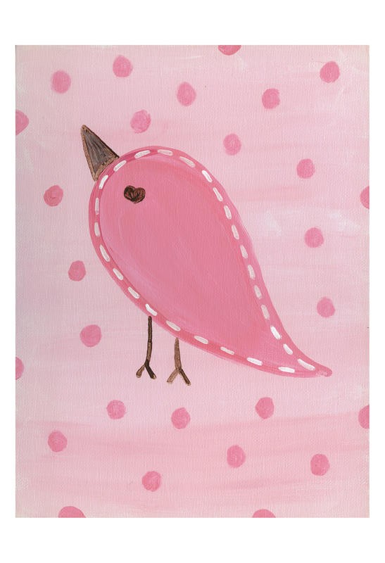 Tammy Hassett, PINK BIRD II (Vogel, Piepmatz, Punkte, niedlich, plakativ, Grafik, Kinderzimmer, pink/rosa)