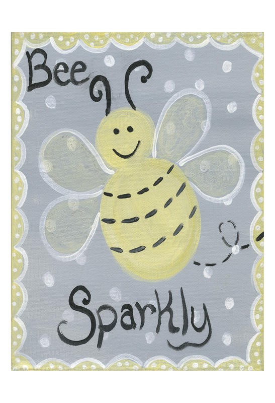 Tammy Hassett, BEE SPARKLY (Biene, Punkte, niedlich, lustig, plakativ, Grafik, Kinderzimmer, gelb/ grau)