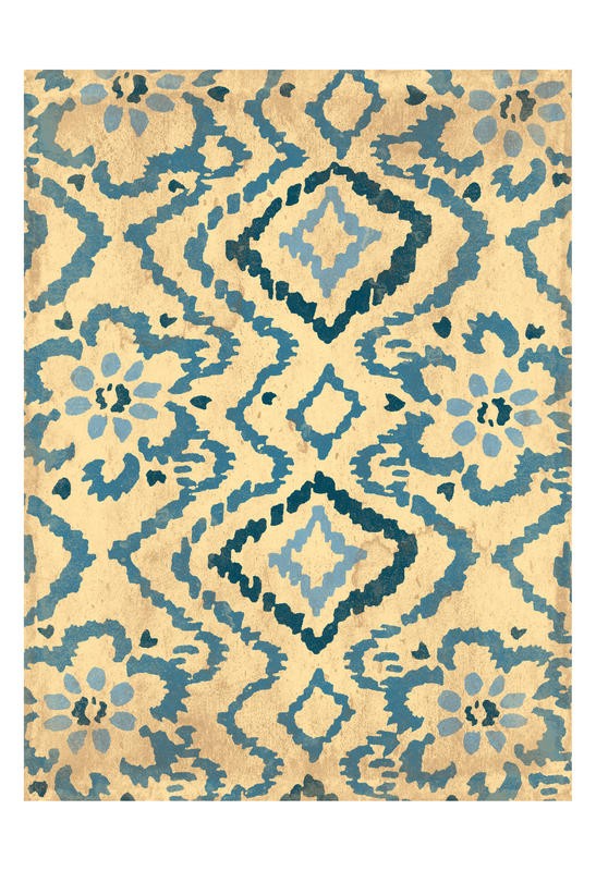Jace Grey, DOUBLE PATTERN II (Muster, floral, sechziger Jahre, retro, Vintage, Tapete, wirr, verworren, Wunschgröße, Treppenhaus, beige-blau)
