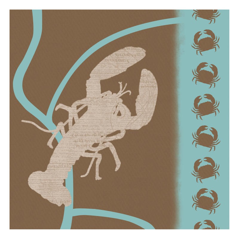 Lauren Gibbons, PATTERN LOBSTER (Hummer, Krabben, Krebse, plakativ, Silhouette,modern, maritim, Grafik, Wunschgröße, Küche, Treppenhaus, blau/braun)