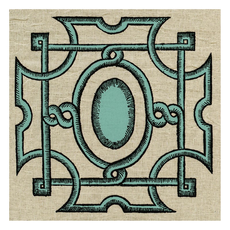 Tina Carlson, WOODCUT GREEN III (Kachel, Muster, Ornamente, orientalisch, Holzschnitt, Grafik, Wunschgröße, Wohnzimmer, Treppenhaus,Küche, grün)