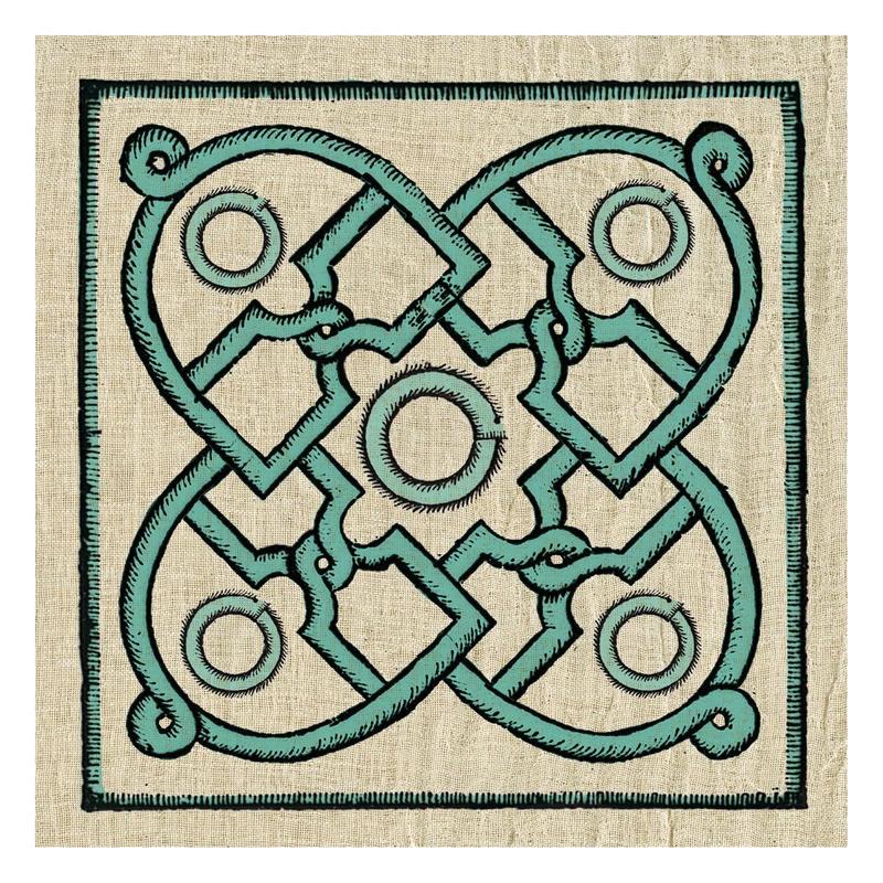 Tina Carlson, WOODCUT GREEN VI (Kachel, Muster, Ornamente,  orientalisch, Holzschnitt, Grafik, Wunschgröße, Wohnzimmer, Treppenhaus, Küche, grün)