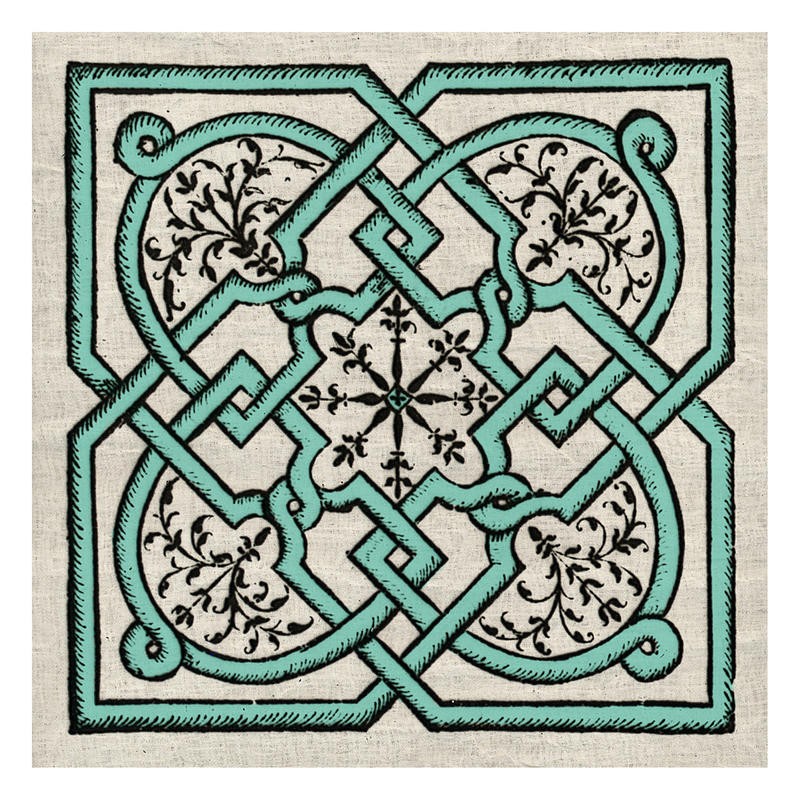 Tina Carlson, NAVY TAUPE D (Kachel, Muster, Ornamente, florale Muster, orientalisch, Holzschnitt, Grafik, Wunschgröße, Wohnzimmer, Treppenhaus, Küche, grün)