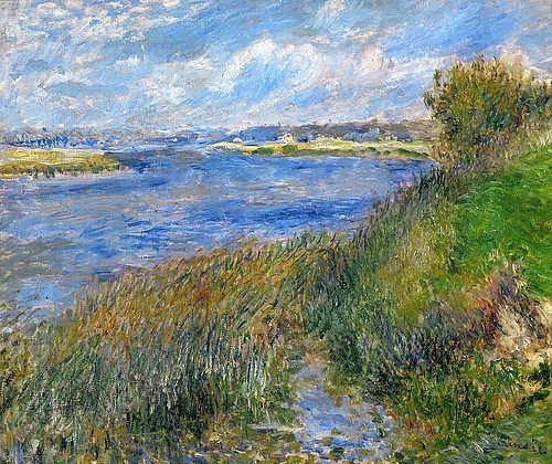 Pierre-Auguste Renoir, Die Seine-Ufer bei Champrosay. 1876 (Renoir,Auguste,1841-1919,Paris,Musée d'Orsay,Öl auf Leinwand,19. Jahrhundert, französischer impressionismus,renoir,impressionistisch)