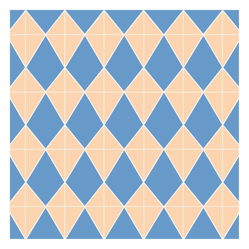 Lauren Gibbons, BAVARIA (Muster, Rauten, geometrische Formen, Bayern, modern, Grafik, Wunschgröße, Küche, Treppenhaus, blau/beige)