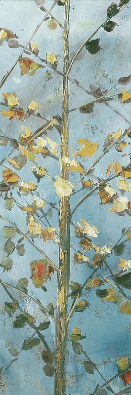 Kruk, ASPEN PANEL II (Espe, Baum, Zweig, Ast, filigran, Blätter, modern,  Pflanzen,  Wohnzimmer, Treppenhaus, Esszimmer, Malerei, Wunschgröße, bunt)