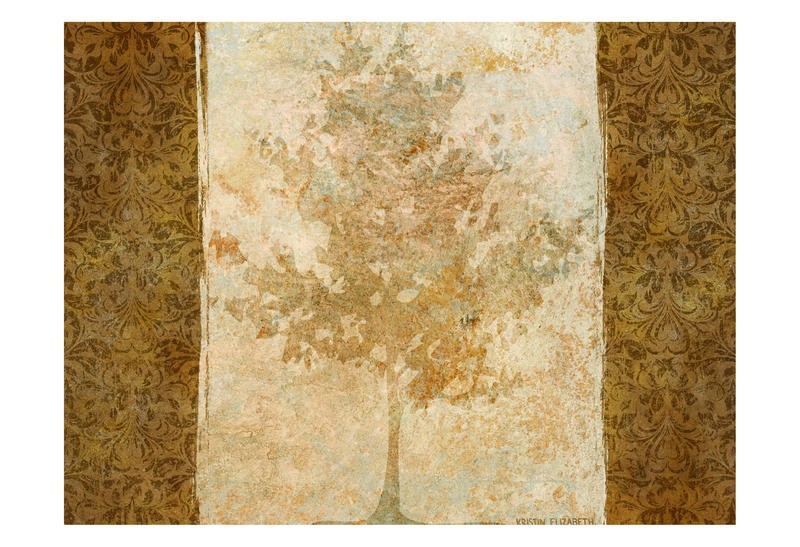 Kristin Emery, FALL TREE I (Baum, Farbfelder, diffus, Aquarell, Wohnzimmer, Treppenhaus, Schlafzimmer, Wunschgröße,beige/gold)