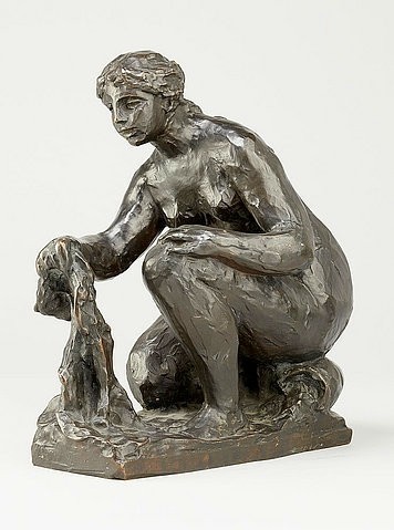 Pierre-Auguste Renoir, Kleine Wäscherin. Um 1916 (Skulptur, Figur, Frau, Wäscherin, Bronze, Aktfigur, Plastik,  Impressionismus, klassische Moderne, Wunschgröße, Wohnzimmer,)