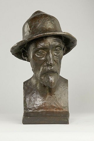 Aristide Maillol, Portrait von Auguste Renoir. 1907 (Maillol,Aristide,1861-1944,Bronze,Städel Museum Frankfurt a.M.,19. Jahrhundert,20. Jahrhundert,Aristide Maillol Büste Skulptur Bildnis Auguste Renoir Portrait Hut Bart Mann alter Mann, renoir,französischer impressionismus,französisch,impressionistisch)