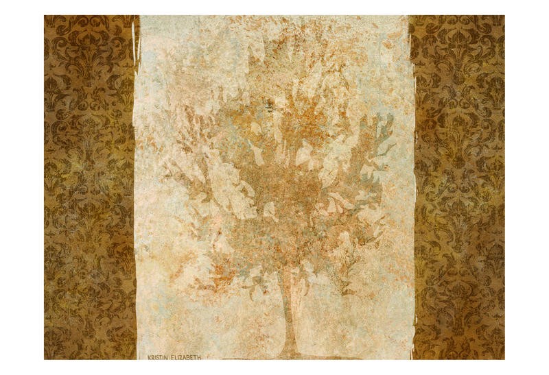 Kristin Emery, FALL TREE II (Baum, Farbfelder, diffus, Aquarell, Wohnzimmer, Treppenhaus, Schlafzimmer, Wunschgröße,beige/gold)