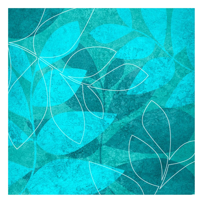 Kristin Emery, BLUE IN BLUE I (Blätter, Zweige, Pflanzen, Muster, Grafik, modern, zeitgenössisch, Wohnzimmer, Treppenhaus, Wunschgröße, blau)
