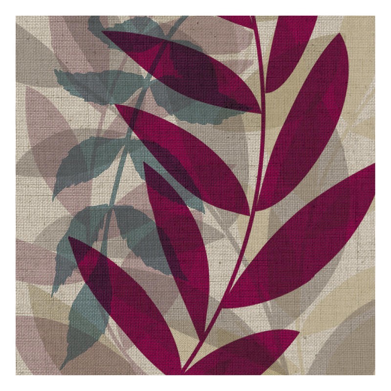 Kristin Emery, RED AND BROWN II (Blätter, Zweige, Pflanzen, Muster, Grafik, modern, zeitgenössisch, Wohnzimmer, Treppenhaus, Wunschgröße, bunt)
