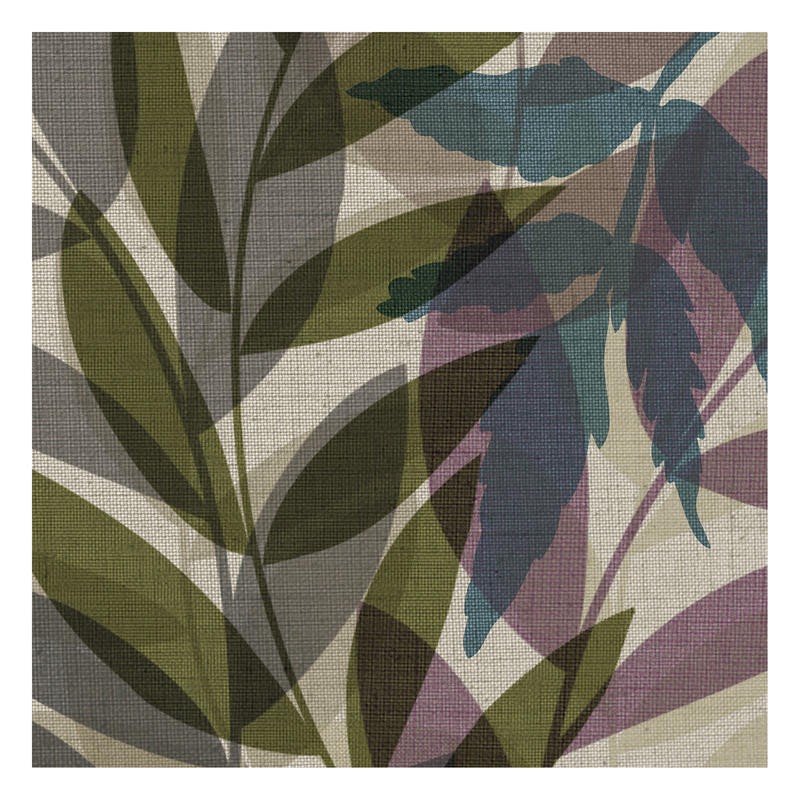 Kristin Emery, PURPLE I (Blätter, Zweige, Pflanzen, Muster, Grafik, modern, zeitgenössisch, Wohnzimmer, Treppenhaus, Wunschgröße, grau/oliv)