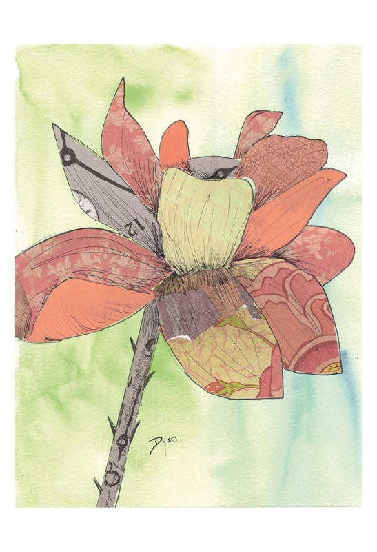 Beverly Dyer, STAINED GLASS ROSE II (Rose, Blume, Blüte, Grafik,  Schlafzimmer, Wohnzimmer, Treppenhaus, Wunschgröße, bunt)