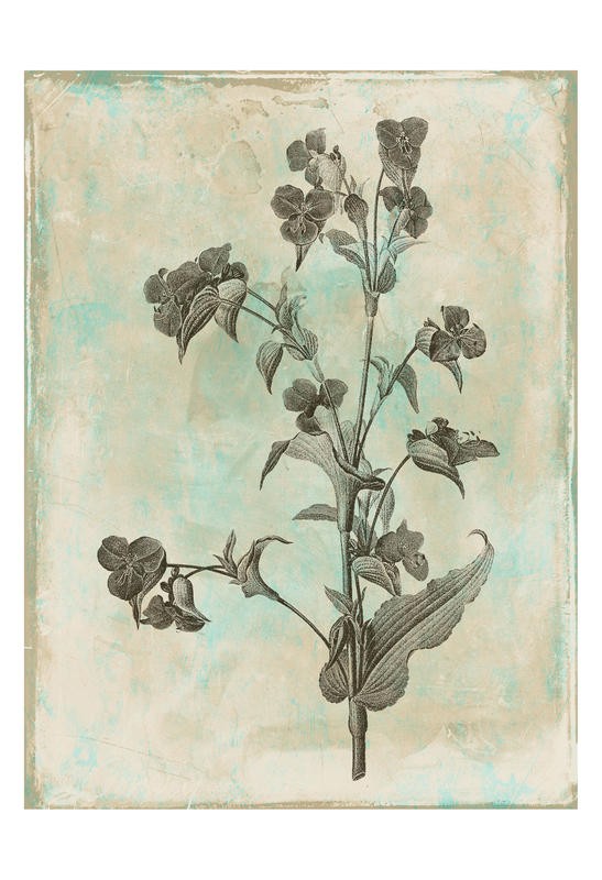 Jace Grey, EARTHY FLORAL GREEN I (Blüten, Blätter, Botanik, Blume, Studie, stilisiert, Wunschgröße, Treppenhaus, Esszimmer)