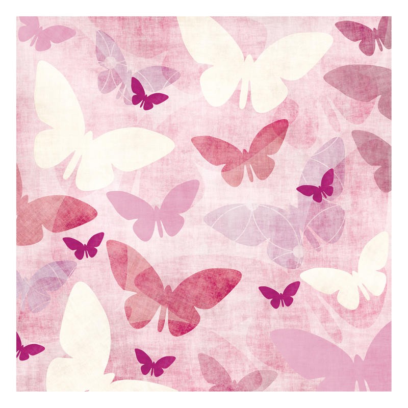 Kristin Emery, PINK BUTTERFLYS (Schmetterlinge, flattern, plakativ, modern, Grafik, Treppenhaus, Jugendzimmer, rosa/pink)