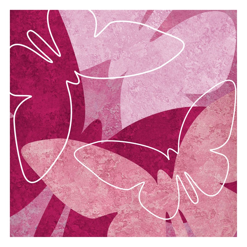 Kristin Emery, BUTTERFLIES II (Schmetterlinge, stilisiert, Muster, Grafik, modern, zeitgenössisch, Wohnzimmer, Treppenhaus, Jugendzimmer, Wunschgröße, rosa/pink)