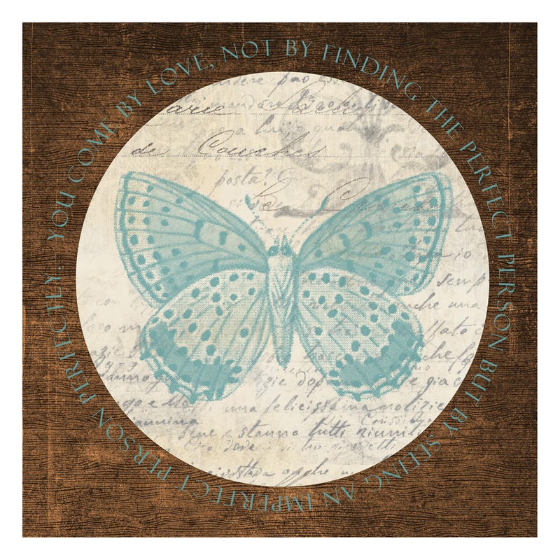 Taylor Greene, LOVE BROWN BUTTERFLY (Schmetterling, Insekt, Spruch, Liebe, Kreis, Kalligrafie, Inspiration, Nostalgie, Grafik, Wunschgröße, Treppenhaus, Wohnzimmer)