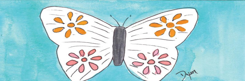 Beverly Dyer, BUTTERFLIES I (Schmetterling, Grafik naiv, Schlafzimmer, Wohnzimmer, Treppenhaus, Malerei, Wunschgröße, bunt)