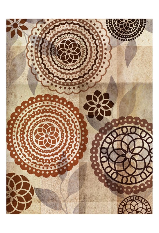 Kristin Emery, ALL THINGS BROWN II (Kreise, Deckchen, Retro, Vintage, Tapetenmuster, dekorativ, Küche, Esszimmer, Wohnzimmer, Treppenhaus,  Wunschgröße, orange/beige)