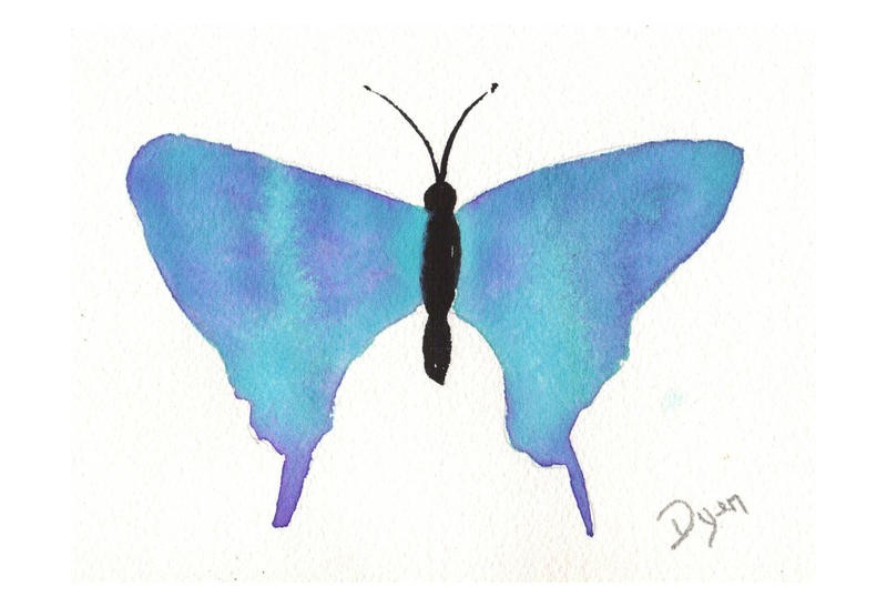 Beverly Dyer, BUTTERFLY BLISS II (Schmetterling, Aquarell, Schlafzimmer, Wohnzimmer, Treppenhaus, Malerei, Wunschgröße, grün)