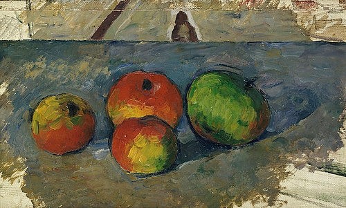 Paul Cézanne, Vier Äpfel. Um 1879-82 (Stillleben,19. Jahrhundert,Öl auf Leinwand,Christie's Images Ltd,1839-1906,Cézanne,Paul,Quatre Pommes,Paul Cezanne,Apfel,Äpfel,Obst,vier,Skizze,Post-Impressionimus)