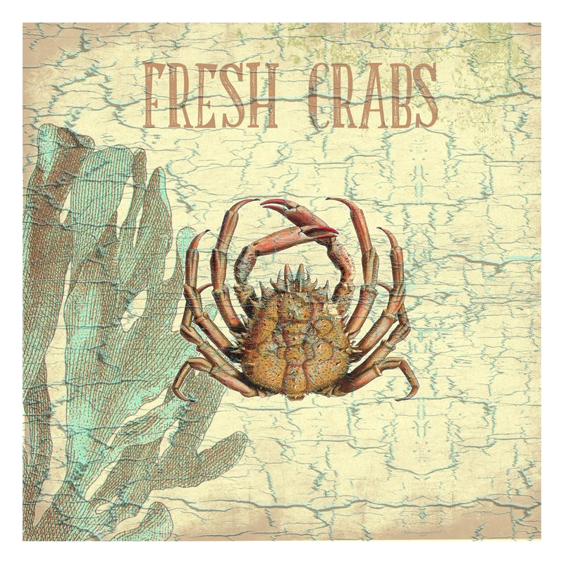 Sheldon Lewis, FRESH CRABS (Krabbe, Krebs, maritim, Meerestiere, Grafik, Badezimmmer, Treppenhaus, Küche, Esszimmer, Wunschgröße, bunt)