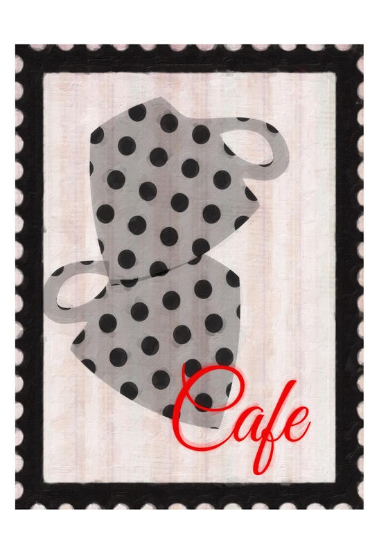 Taylor Greene, CAFE CUPS I (Tassen, Stapel, Kaffee, Polka-Dots, Punkt, flächig, Grafik, Briefmarke, Küche, Café, Wunschgröße)