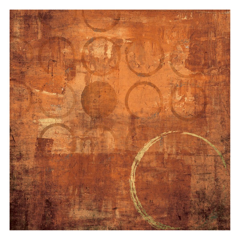 Kristin Emery, RED HOT II (Abstrakt, Malerei, geometrische Formen, Muster, Kreise, Kringel,  modern, zeitgenössisch, Wohnzimmer, Treppenhaus, Wunschgröße, rot/orange)