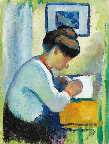 August Macke, Schreibende Frau. 1910 (Macke,August,1887-1914,Christie's Images Ltd,Öl auf Leinwand,20. Jahrhundert,)