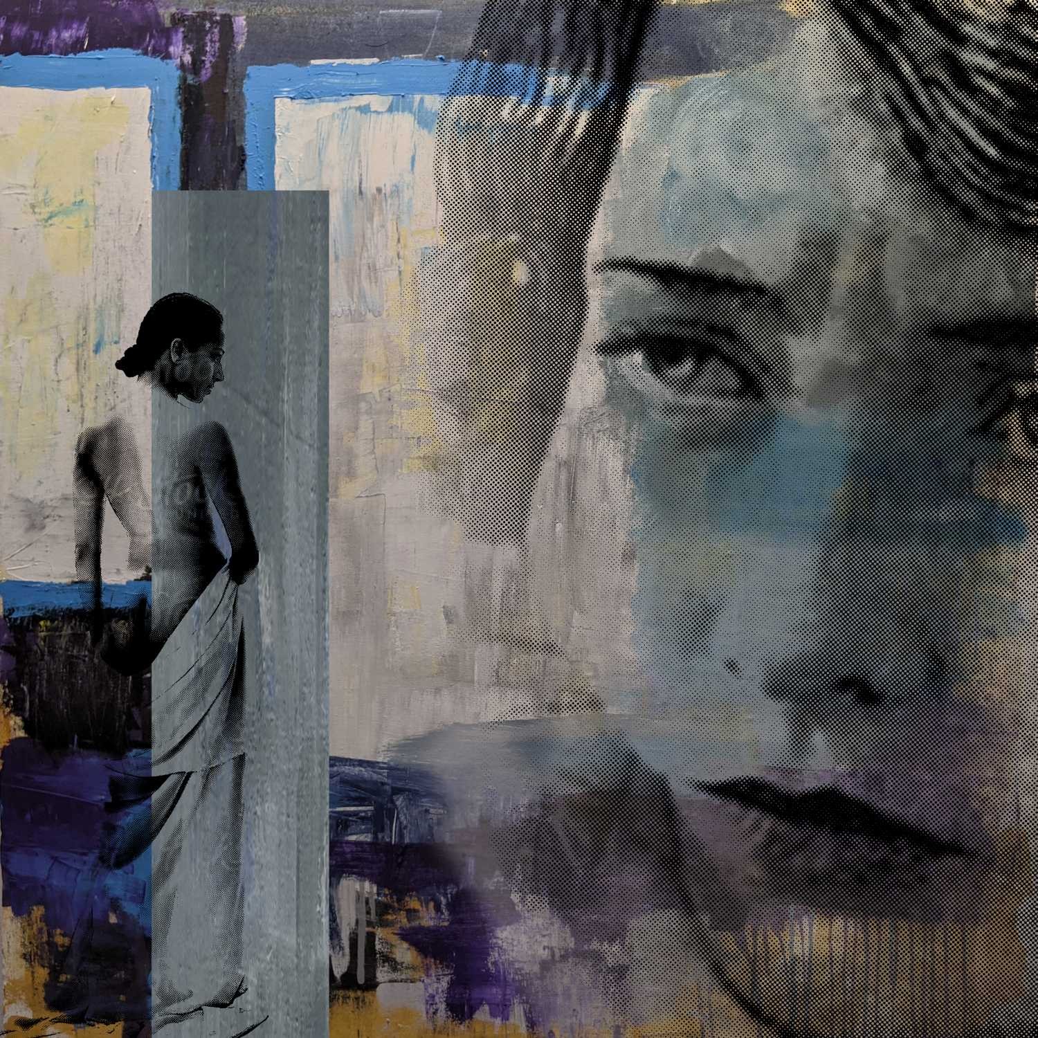 Peter Sander, Frau am Fenster (Frau, Rückenakt, Portrait, Geicht, Fotokunst, Popart, modern, illustrativ, Wunschgröße, Treppenhaus, Wohnzimmer,)