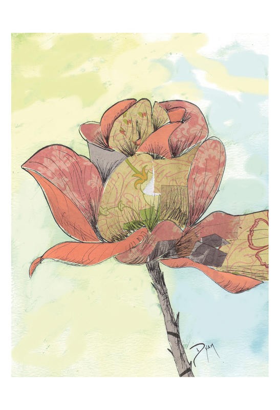 Beverly Dyer, STAINED GLASS ROSE I (Rose, Blume, Blüte, Grafik,  Schlafzimmer, Wohnzimmer, Treppenhaus, Wunschgröße, bunt)