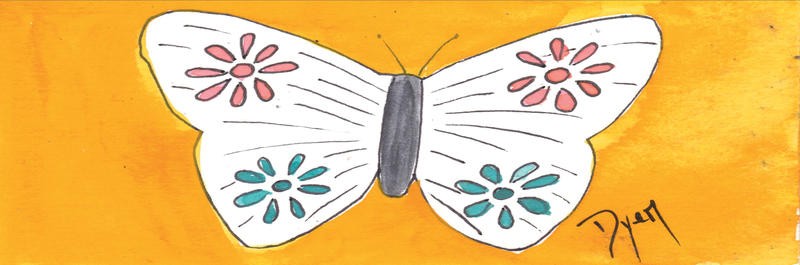 Beverly Dyer, BUTTERFLIES II (Schmetterling, Grafik naiv, Schlafzimmer, Wohnzimmer, Treppenhaus, Malerei, Wunschgröße, bunt)