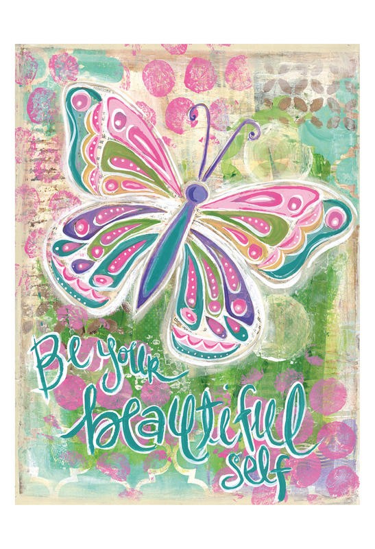 Erin Butson, COLORFUL BFLY I (Schmetterling, farbenfroh, fröhlich, Motivation, Selbstbewusstsein, Grafik, Wohnzimmer, Treppenhaus, Kinderzimmer,  Wunschgröße, bunt)