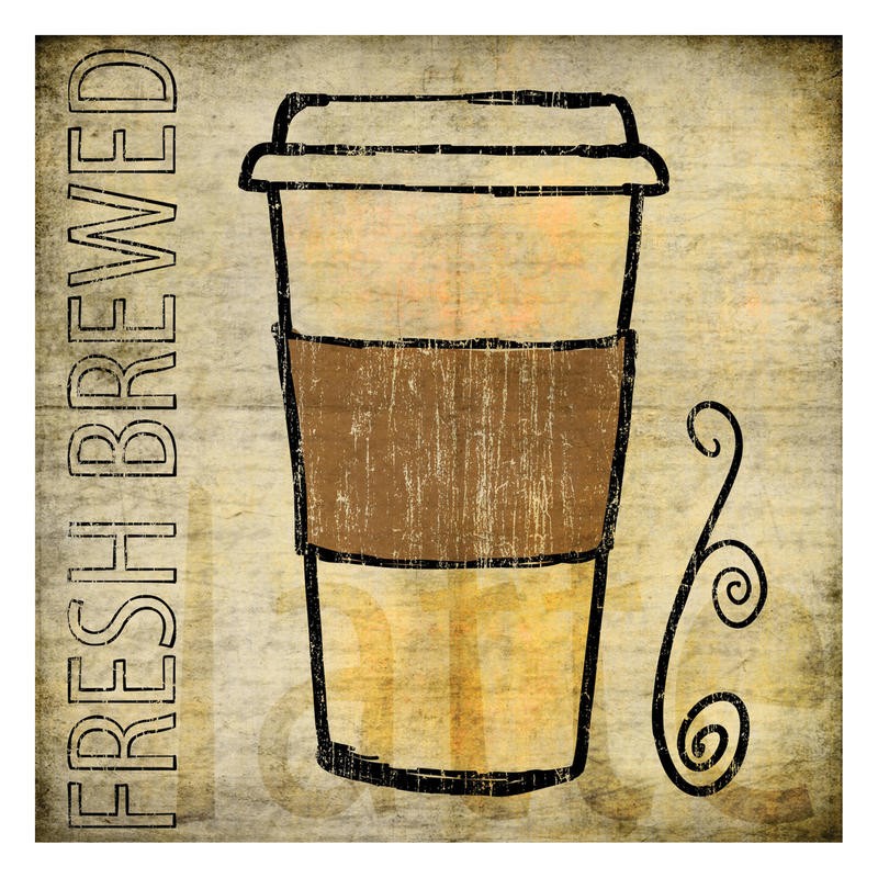 Kristin Emery, COFFEE 1 (Kaffee, Werbung, Coffee to go, Kaffeebecher, Grafik, Typografie, Küche, Bistro, Gastronomie, Café, Wunschgröße, beige/braun)