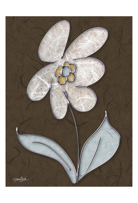 Diane Stimson, BROWN FLOWERS I (Blume, Blüte, plakativ, modern, Grafik, Wunschgröße, Treppenhaus, Wohnzimmer, braun/beige)