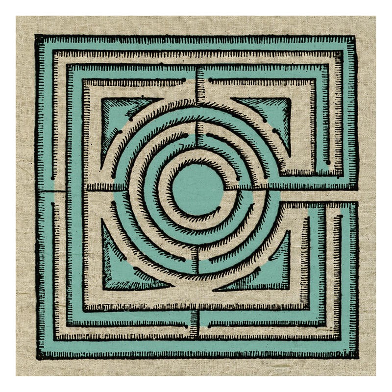 Tina Carlson, LINE II (Kachel, Muster, Ornamente, Labyrinth, Linien, Holzschnitt, Grafik, Wunschgröße, Wohnzimmer, Treppenhaus, Küche, grün)