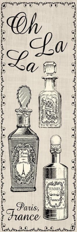 Lauren Gibbons, PERFUME II (Werbung, Parfüm, Flacons, Nostalgie, Grafik, Wunschgröße, Badezimmer, Treppenhaus, schwarz/weiß)