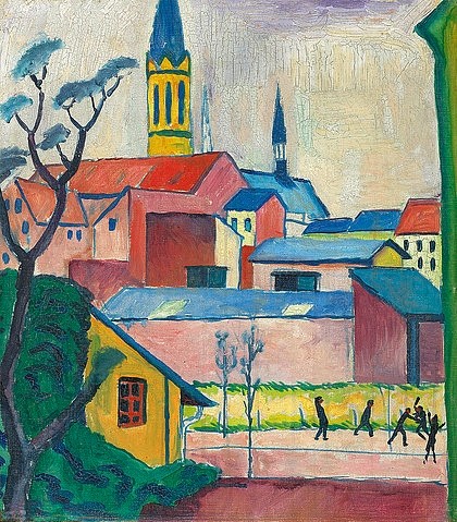 August Macke, Marienkirche. 1911 (Macke,August,1887-1914,Christie's Images Ltd,Öl auf Leinwand,20. Jahrhundert,Macke, August Macke,Expressionismus,Stadt,Kirche)