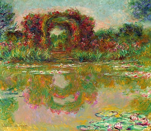 Claude Monet, Der Rosenbogen in Giverny (Les arceaux de roses). 1913 (Monet,Claude,1840-1926,Christie's Images Ltd,Öl auf Leinwand,19. Jahrhundert,20. Jahrhundert,Impressionismus,Claude Monet,Rosenbogen,Rosentor,les arceaux fleuris,Garten,Rosen,Blumen, französischer,Impressionismus,französisch)