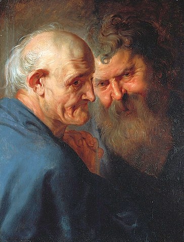 Peter Paul Rubens, Zwei Apostel. (Männer, Köpfe, Bart, Jünger, Apostel, Religion, Barock, Klassiker, Malerei,  Treppenhaus, Wohnzimmer, Wunschgröße, bunt)