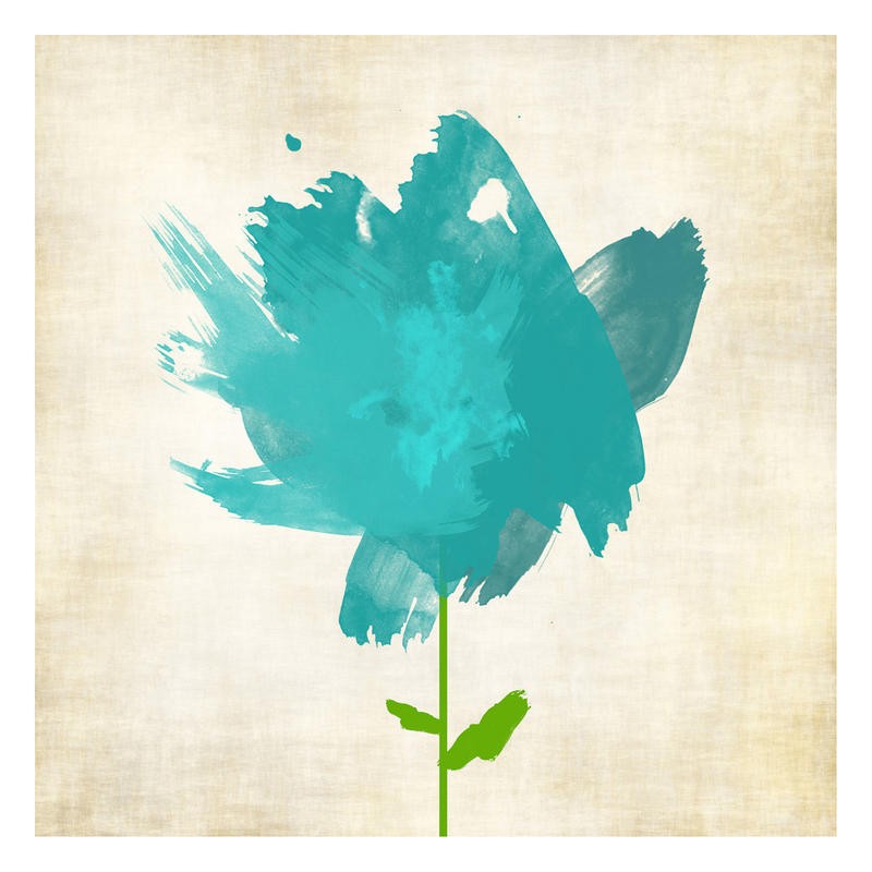 Kristin Emery, FLOWERS BLUE II (Blume, Blüte, abstrahiert, Malerei, modern, zeitgenössisch, Wohnzimmer, Treppenhaus, Wunschgröße, blau)