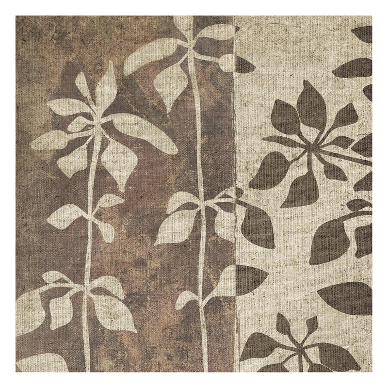 Kristin Emery, NEUTRAL LEAVES II (Muster, floral, Blätter, Zweige, Grafik,  modern, zeitgenössisch, Wohnzimmer, Treppenhaus, Wunschgröße, grau/beige)